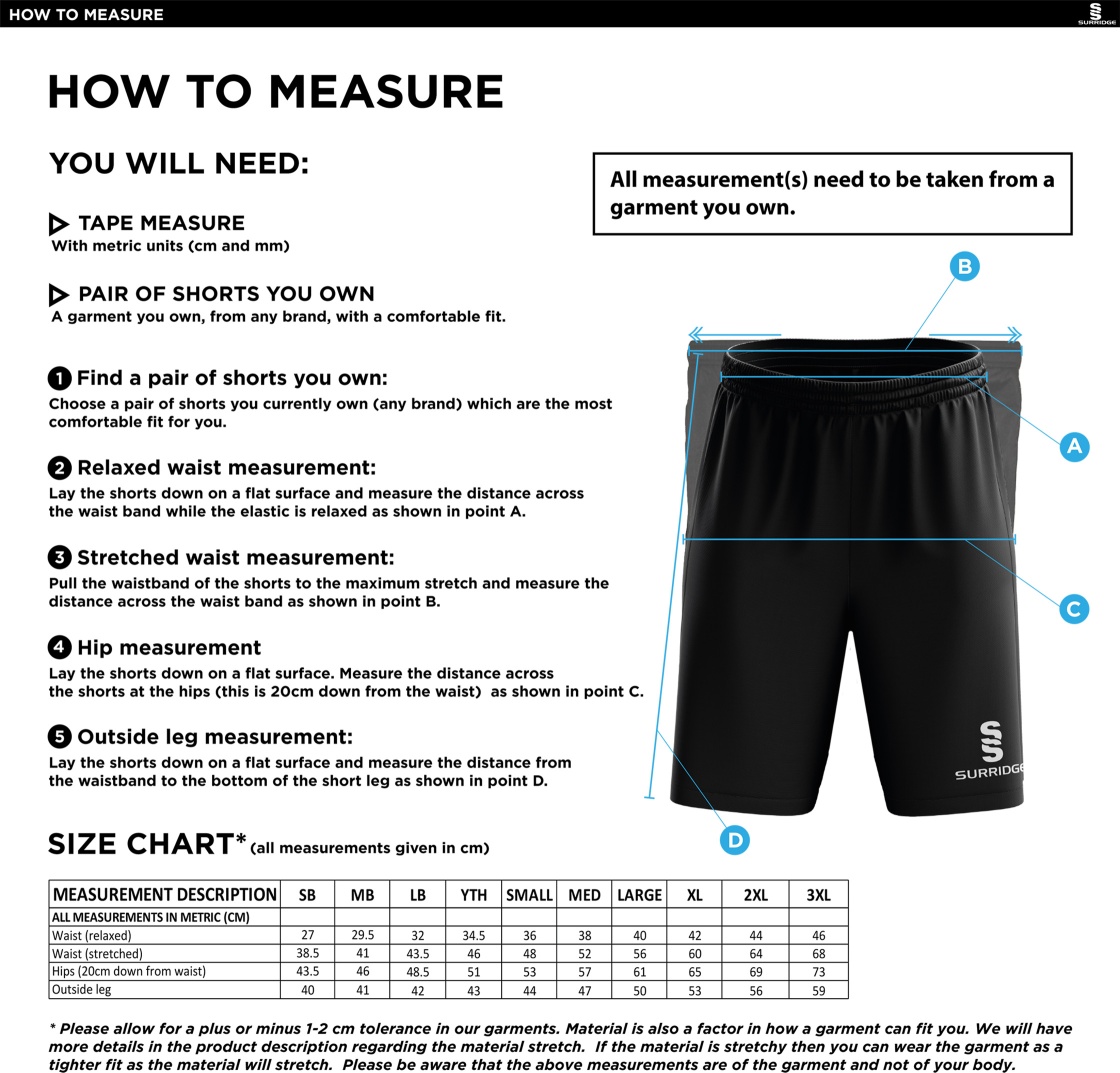 Durham College Society CC - Blade Shorts - Size Guide